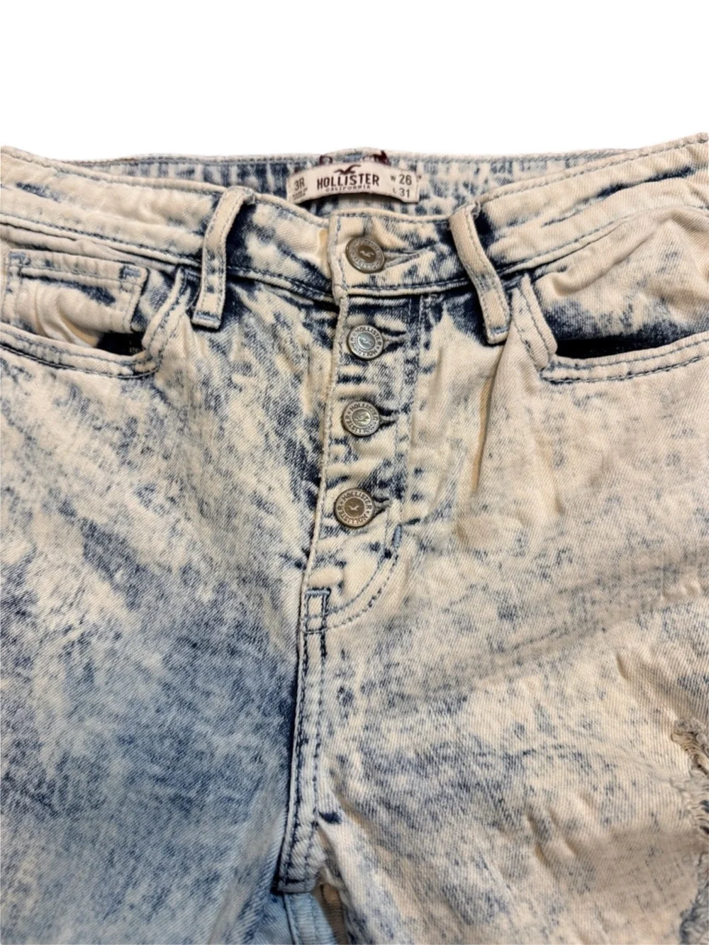 Hollister Light Acid Wash Button-Fly Skinny Jeans Size 26X31